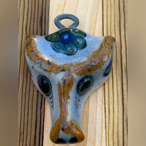 Mexican Ceramic Wolf Dog Pendant